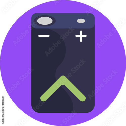 Icon of a battery that can be recharged for repeated use.