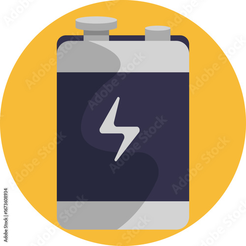 Visual symbol of a battery, often used for charge status or electricity.