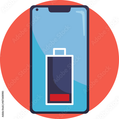 Battery nearly depleted, indicating low charge.
