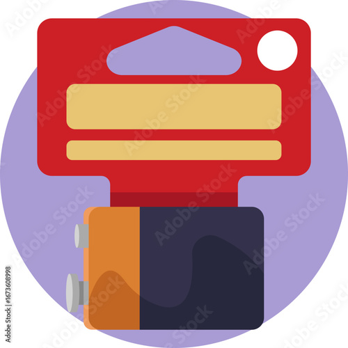 Icon representing a standard 9-volt battery used in small electronic devices.