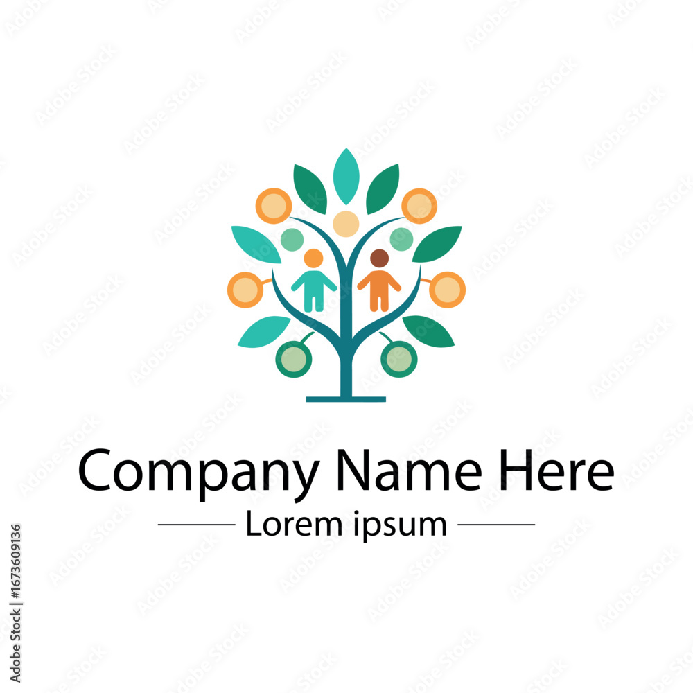 Obraz premium Minimalist and unique family tree logo design vector style