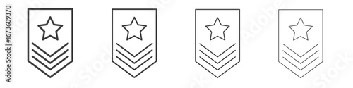 Military rank badge icon symbol. Vector isolated illustration.