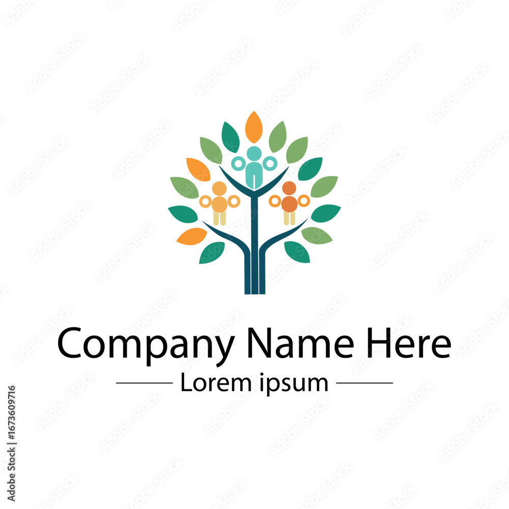 Obraz premium Minimalist and unique family tree logo design vector style