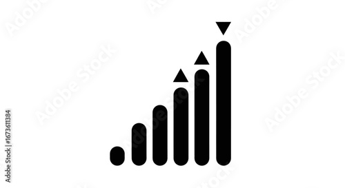 Black Signal Strength Indicator with Up and Down Arrows.