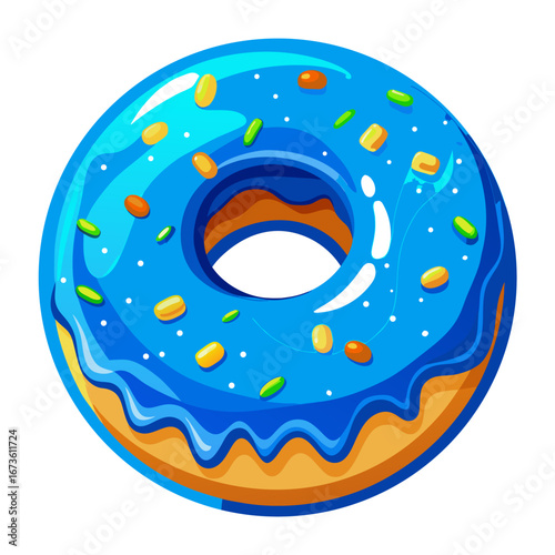 A delicious blue frosted donut with sprinkles isolated on white background isolated on transparent background