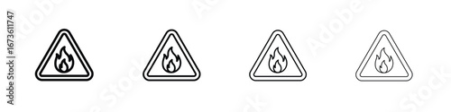 Fire warning sign symbol. Vector isolated illustration.