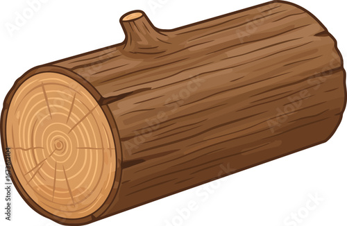 Rustic brown tree log with branch knob isolated natural wood texture vector