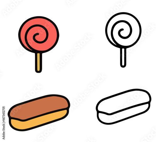 Playful candy and pastry icons, perfect for web or print.