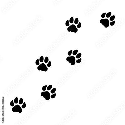 Black illustration animal paw prints. Paw print vector isolated on white.
