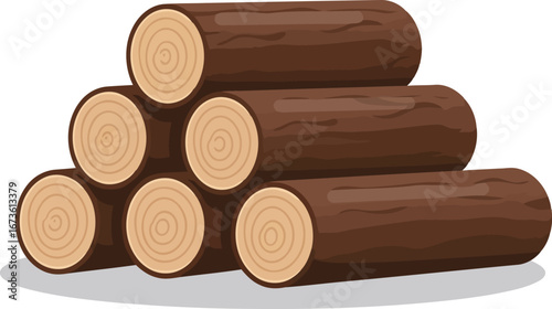 Rustic wood logs stacked for firewood and construction natural forest material vector