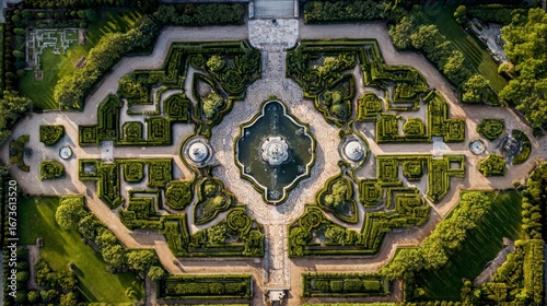 Formal garden aerial perspective