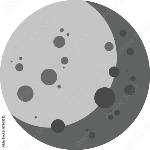Crescent moon with craters abstract graphic celestial body vector