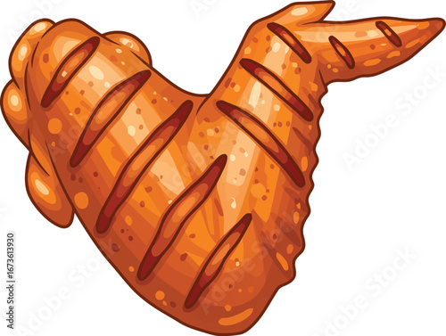 Delicious grilled chicken wing appetizer golden brown crispy skin savory flavor meal vector