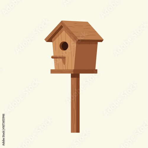 Charming rustic wooden birdhouse on pole spring garden nature cute outdoor dwelling vector
