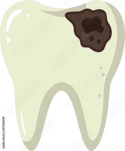 Decayed tooth with cavity dental health problem illustration vector