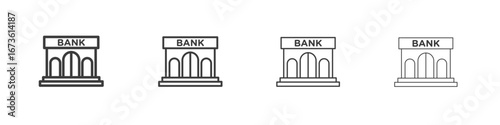 Bank building icon symbol. Vector isolated illustration.