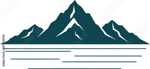 Serene mountain landscape vector illustration reflecting in calm water minimalist nature scene vector