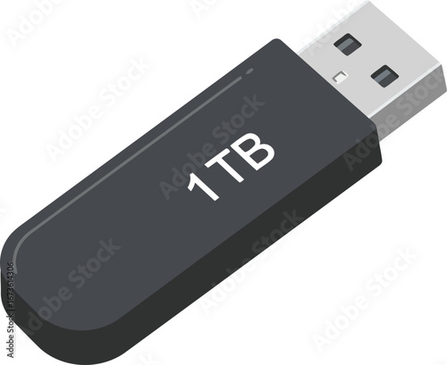 High capacity 1tb usb flash drive for digital storage and data transfer vector