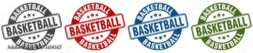 basketball stamp. basketball round stamp set isolated on white background
