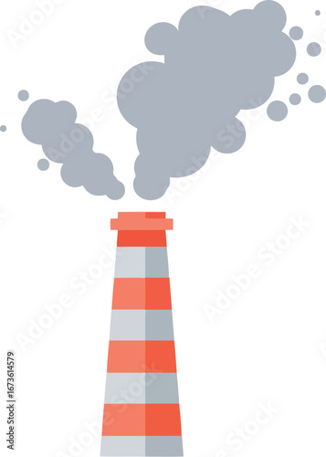 Industrial chimney smoke pollution air pollution emission factory stack vector