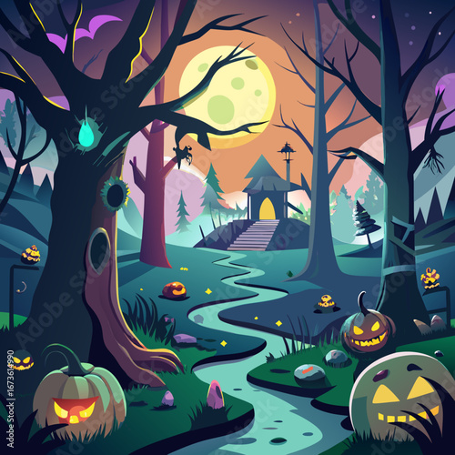 halloween night scene