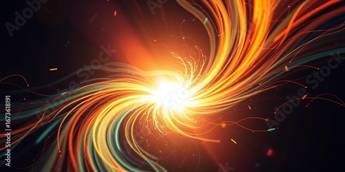 Abstract swirling light representing purpose and inner peace amidst chaotic lines symbolizing work stress,  vibrant,  background