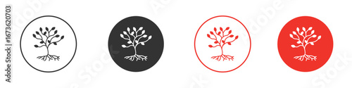 Tree with roots and leaves icon symbol for your website design, logo, app, UI.