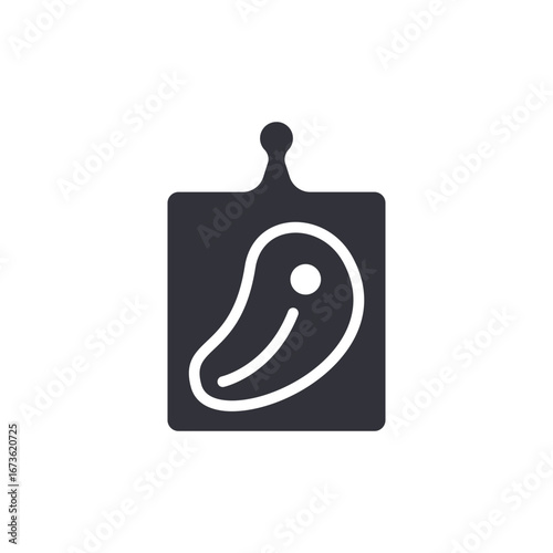 Stylized Steak Icon on Cutting Board Emblem for Culinary Branding Design Projects
