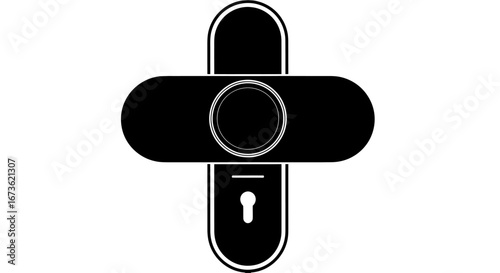 Black and White Door Handle with Keyhole.