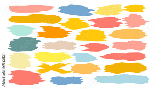 Pastel paint brushstrokes in yellow, blue, orange, pink, and green create a playful and artistic backdrop, ideal for designs needing a cheerful and colorful hand-painted touch