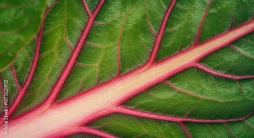 Close-Up of Red Veined Green Leaf