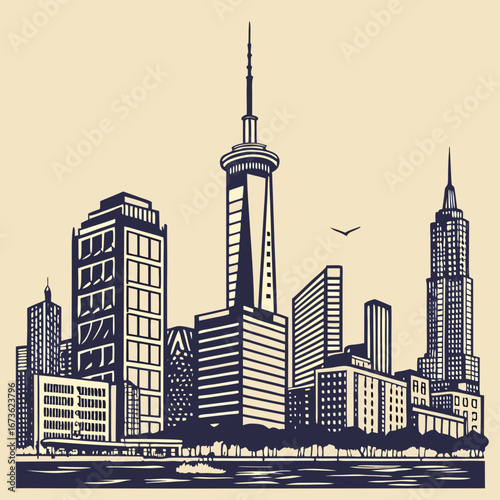 shanghai skyline at night