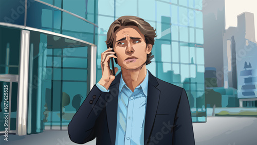 Close up digital illustration of a business professional in suit
