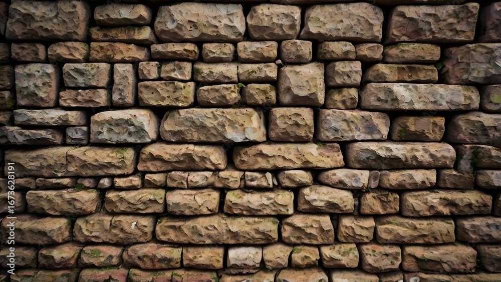 Fototapeta premium Rustic stacked stone wall texture
