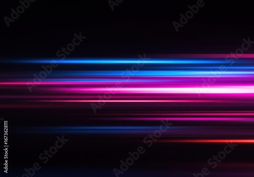 Blue pink magenta light streaks horizontal motion blur abstract