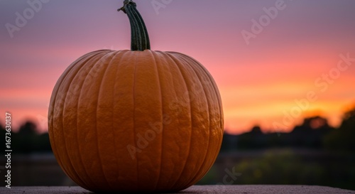 Orange Pumpkin at Sunset