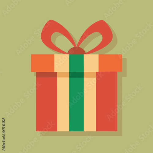 Festive christmas gift box with ribbon and bow