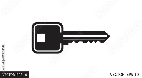 Simple Black and White Key Icon Design.