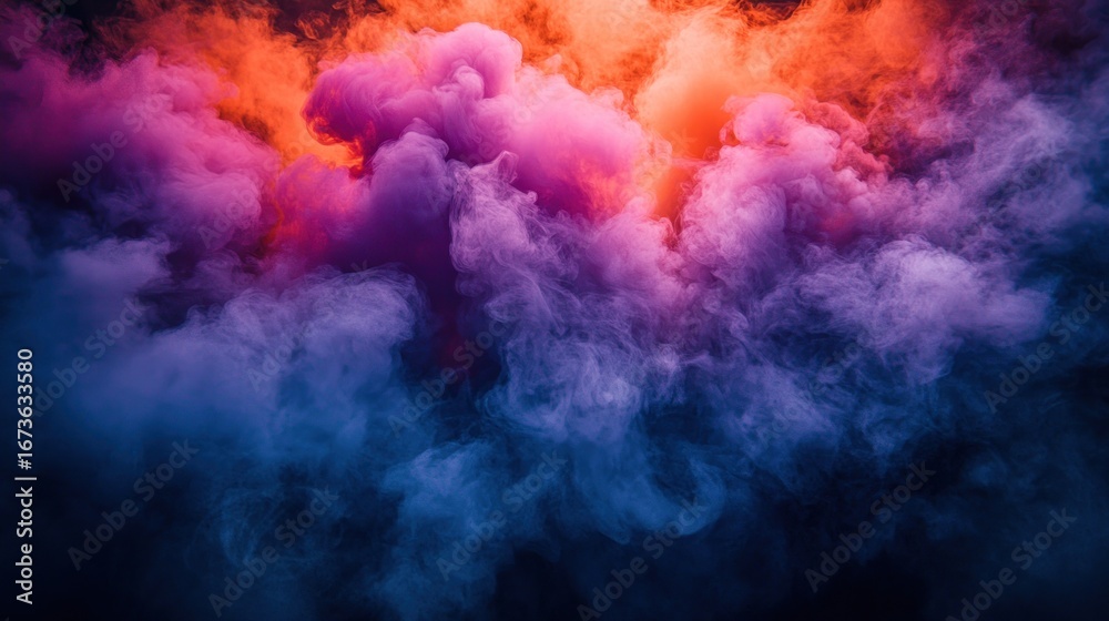 Fototapeta premium Colorful smoke clouds fill frame