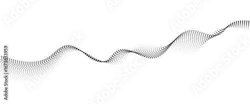 Flowing Dot Wave halftone gradient pattern on transparent background	
