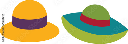 Set of female summer hats vector illustration