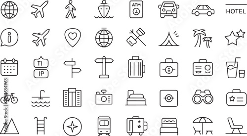 Travel Icons A Comprehensive Set of Line Icons for Travel and Tourism