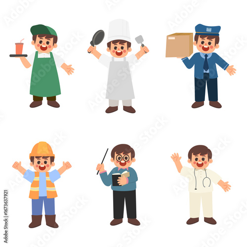 Cute Profession Characters Flat Illustration Pack