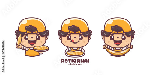 cute cartoon illustration and roti canai