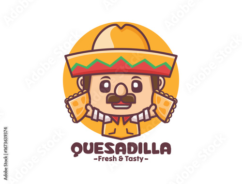 cartoon mascot vector illustration with quesadilla