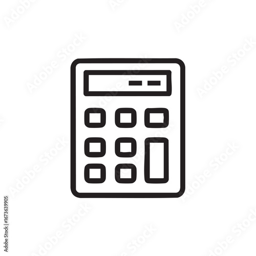 A line drawing of a calculator on a white background.