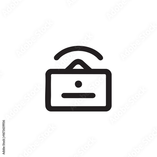 A black and white line drawing of a broadcasting box.