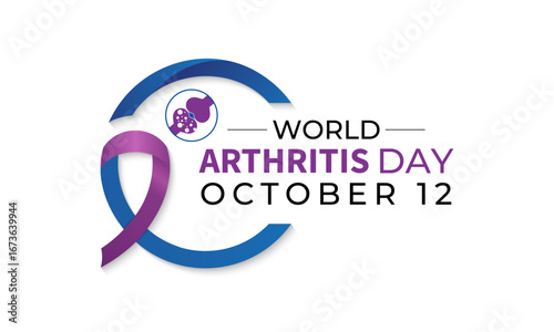 World Arthritis Day is observed globally to raise awareness about arthritis, joint pain, mobility challenges with text inscription October 12. A concept for healthcare and medicine banner design. eps.