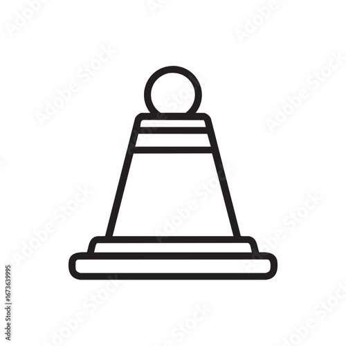 A black and white line drawing of a chess pawn.