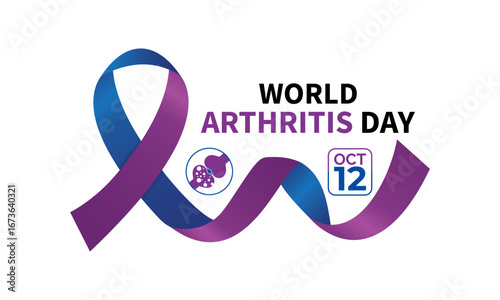 World Arthritis Day is observed globally to raise awareness about arthritis, joint pain, mobility challenges with text inscription October 12. A concept for healthcare and medicine banner design. eps.